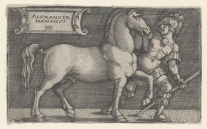 Nagy Sándor vezető Bucephalus, 1531-1550 körül (metszet) alkotó: Hans Sebald Beham