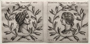 Traianus császár és Domitia Calvilla mellszobra, 1546. alkotó: Hans Sebald Beham