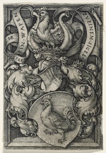 Címer kakassal, 1543 (metszet fektetett papírra) alkotó: Hans Sebald Beham