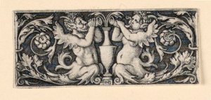 Frieze egy vázával, amelyet hím és nőstény tritonok szegélyeznek alkotó: Hans Sebald Beham