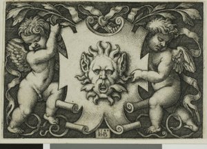 Dísz két Genii által tartott maszkkal alkotó: Hans Sebald Beham