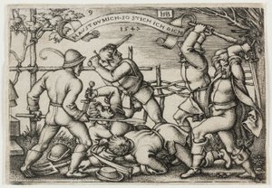 Parasztverekedés, 9. tábla A parasztok lakomája vagy a tizenkét hónapból alkotó: Hans Sebald Beham