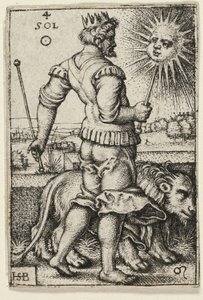 Nap, négyes tányér A hét bolygóról a zodiákusokkal alkotó: Hans Sebald Beham