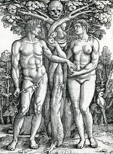 Ádám és Éva bukása, 1525-27 (fametszet) alkotó: Hans Sebald Beham