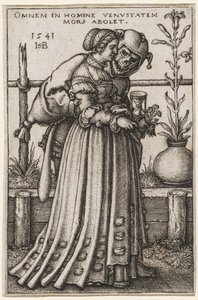 A hölgy és a halál, 1541 (rézmetszet) alkotó: Hans Sebald Beham
