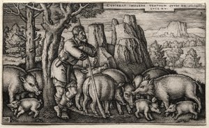A tékozló fiú: Sertésgondozás alkotó: Hans Sebald Beham