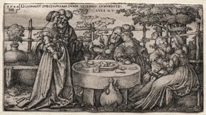 A tékozló fiú: Vagyonának elpazarlása alkotó: Hans Sebald Beham