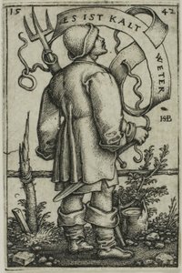 Az időjárás-paraszt "Hideg idő van" alkotó: Hans Sebald Beham