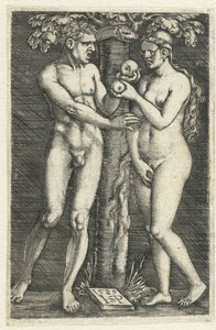 Ádám és Éva megkísértése a paradicsomban alkotó: Hans Sebald Beham