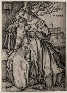 Szűz a papagájjal, 1549. alkotó: Hans Sebald Beham