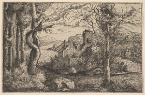 Kilátás a folyóra, vár a szigeten, 1553.