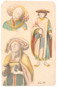 Tanulmány három figurával az oltárkép után az Estvad templomban, Ringkøbing megyében alkotó: Hans Smidth