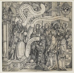 Maximilian védőszentjei bemutatták a Mindenhatónak, 1519