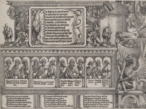 A bal oldali portál felső része, oroszlánbőr felirattal, fríz B...-vel, 1515.