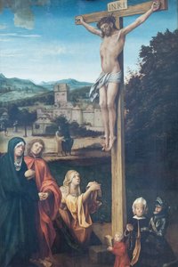 Megfeszített Krisztus Máriával, Szent Jánossal, Szent Mária Magdolnával és patrónusaival