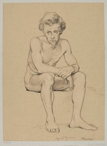 Ülő férfi aktja alkotó: Hans Thoma