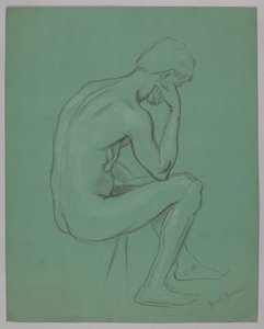 Ülő férfi aktja alkotó: Hans Thoma