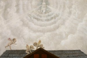 Atyaisten a jászol fölött alkotó: Hans Thoma
