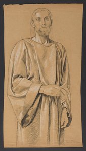 Krisztus térdig érő, álló alakja, elölnézetben alkotó: Hans Thoma