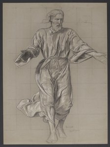 Krisztus lebegő köntösben, kitárt karokkal alkotó: Hans Thoma