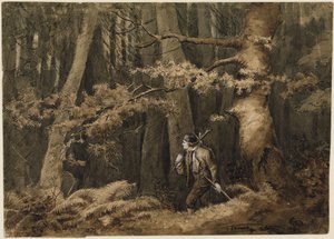 A vadász az erdőben alkotó: Hans Thoma