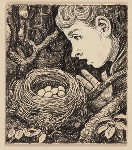 Rajz az ábécéskönyvhöz: fészek alkotó: Hans Thoma