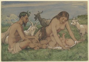 A faunok családja alkotó: Hans Thoma