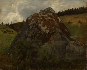 Sziklatömb egy réti völgyben alkotó: Hans Thoma