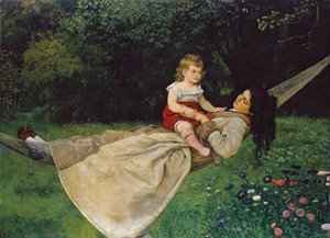 A függőágyban alkotó: Hans Thoma