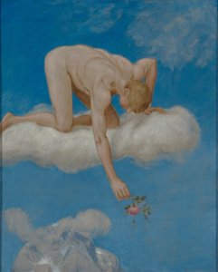 Június (fiú rózsával) alkotó: Hans Thoma
