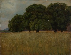 Gabonaföld lombhullató fákkal alkotó: Hans Thoma