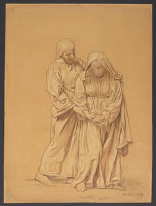 Mária Szent János evangélistával, verso: Ugyanazon kompozíció körvonalas ismétlése alkotó: Hans Thoma