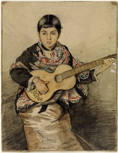 Nápolyi nő gitárral alkotó: Hans Thoma