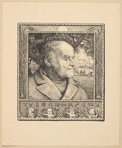 Férfi portréja szántásos háttérrel alkotó: Hans Thoma