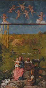 Pihenés az egyiptomi menekülés közben, illusztráció a Lipcsében 1910 körül kiadott "Festkalender"-ből (színes litográfia). alkotó: Hans Thoma