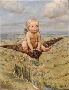 Madáron lovagolva alkotó: Hans Thoma