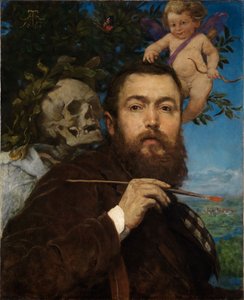 Önarckép Ámorral és a Halállal alkotó: Hans Thoma