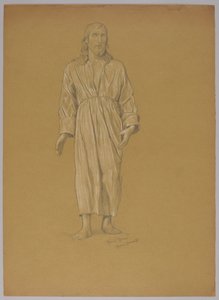 Krisztus alakjának tanulmányozása (előlap és hátlap) alkotó: Hans Thoma