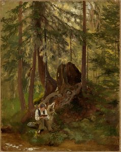 Erdei belső olvasó fiúval alkotó: Hans Thoma