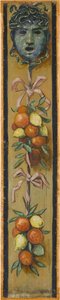 Wandfries aus dem Musiksaal des Hauses Pringsheim, München: Medusenhaupt, Orangen- und Zitronenbündel. Links von Inv.-Nr. 1925