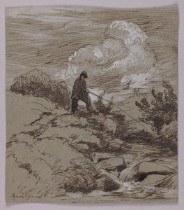 Horgász a pataknál alkotó: Hans Thoma