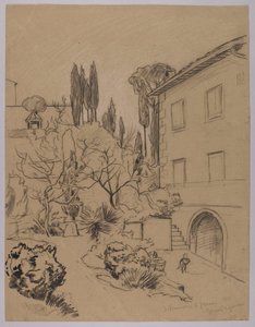 A firenzei Szent Ferenc-kolostor látképe alkotó: Hans Thoma