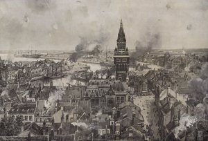 Dunkerque bombázása (litho) alkotó: Hans W. (after) Schmidt