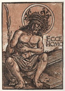 Fájdalmak embere a kereszten ülve, c. 1522. alkotó: Hans Weiditz