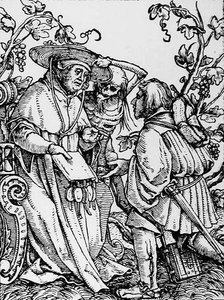 Halál és a bíboros, a Haláltánc című művéből, Hans Lutzelburger metszete, 1538 körül alkotó: Hans after Holbein the Younger