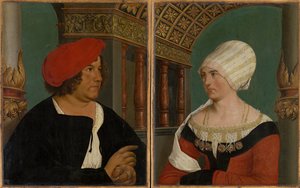 Jacob Meyer zum Hasen bázeli polgármester és felesége, Dorothea Kannengiesser kettős portréja, 1516 (tempera hársfán)