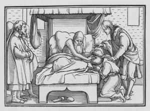 Áldott Jákób József és két fia, 1Mózes XLVIII., 14 alkotó: Hans after Holbein the Younger