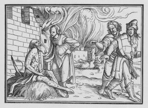 Jób megdorgálja feleségét, Jób II, 9 alkotó: Hans after Holbein the Younger