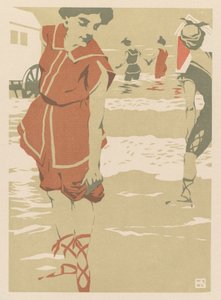 Fürdőzők, 1900 körül (színes fametszet) alkotó: Hans von Newmann