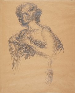 Női alak (Besse, a művész felesége). Fél alak, háromnegyed profil balra